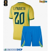 Maglie da calcio Brasile Lucas Paqueta #20 Prima Maglia Bambino Mondiali 2026  Manica Corta (+ Pantaloni corti)